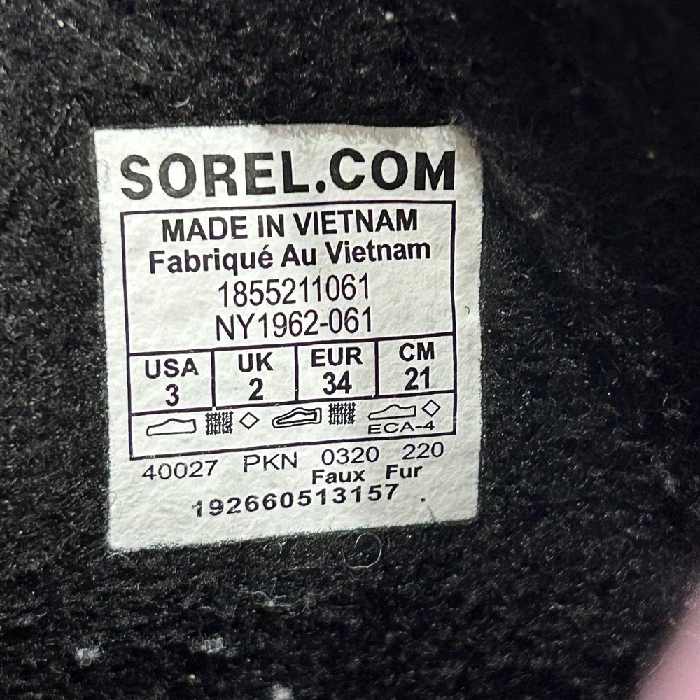 Sorel Yoot Pac Nylon Snow Boots Kids Size 3 Grey Pink Good Waterproof Insulated